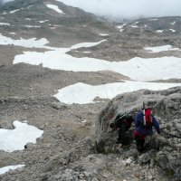 Sestup zpět k Simony Hütte.