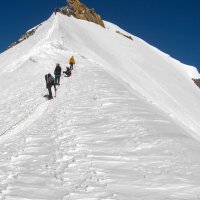 Závěrečné stoupání na Zumstein (4 563 m).